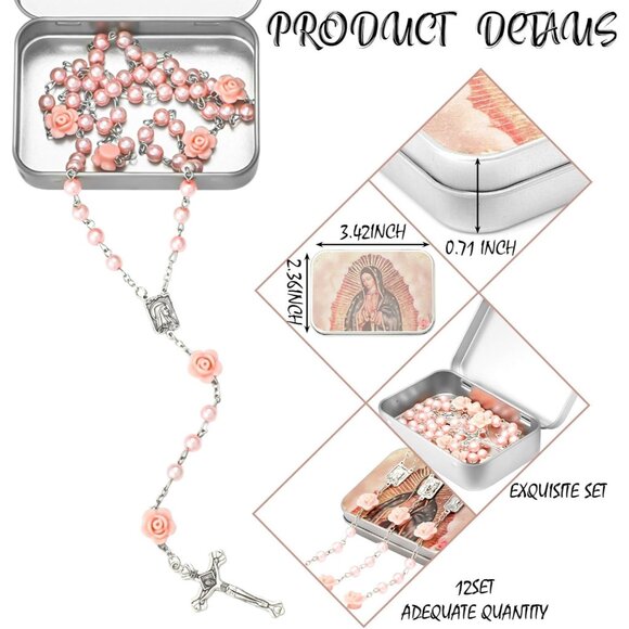 12pcs Virgen De Guadalupe Red Rosary Catholic Necklace with Gift Boxes - Durable - Picture 2 of 7